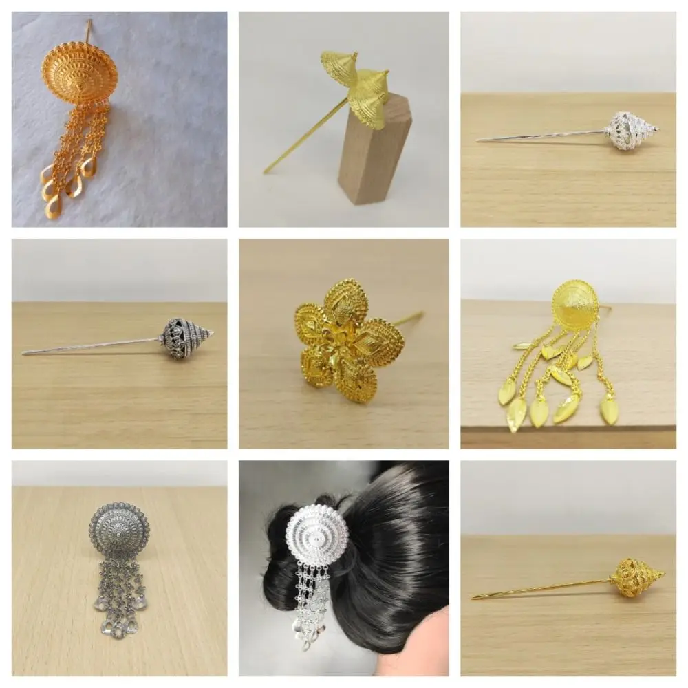 Головной убор в старинном стиле тайский головной с листьями золотые