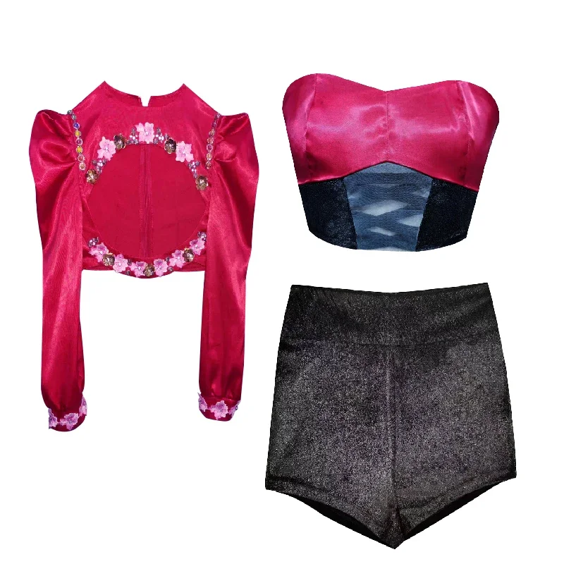 Костюм женский для джазовых танцев с цветочной вышивкой