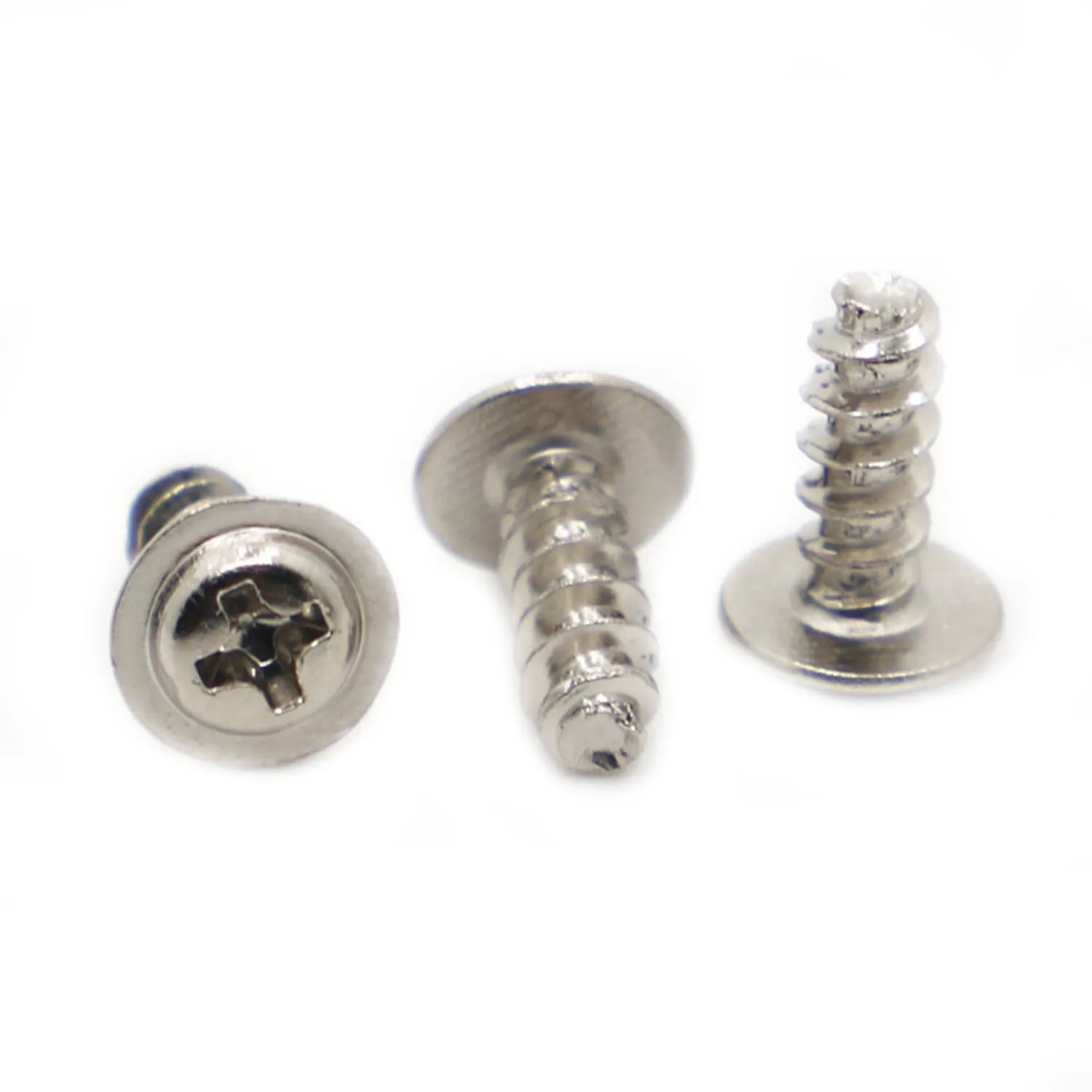 

50pcs Nickel Plated Steel PWB Screw M1.4 M1.7 M2 M2.3 M2.6 M3 M4 Phillips Pan Head Flat Tail Self Tapping Screws With Washer