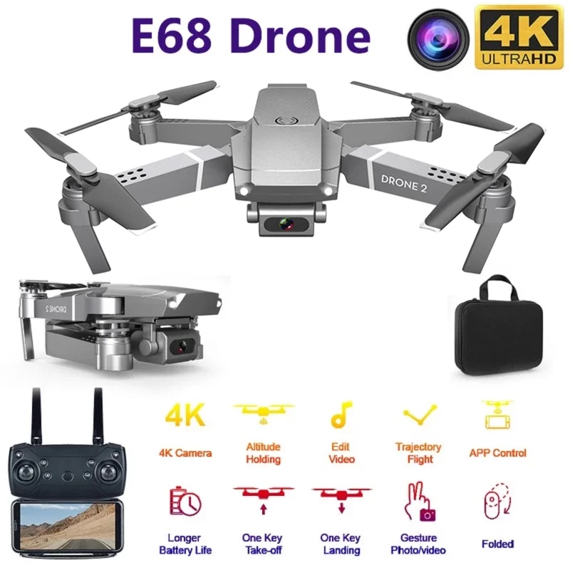 

New E68 Mini RC Drone 4K 1080P HD Camera Wifi FPV Air Pressure Altitude Hold Mode Foldable Quadcopter Toy Kid's Gift Photography