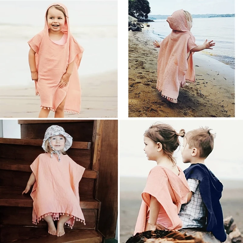 

Sleeveless Cloak Poncho Outwear Beach Swimwear Coverup Bath Robe Towel Baby Kids Hooded Cape Wrap for Boys Kids Children Girls