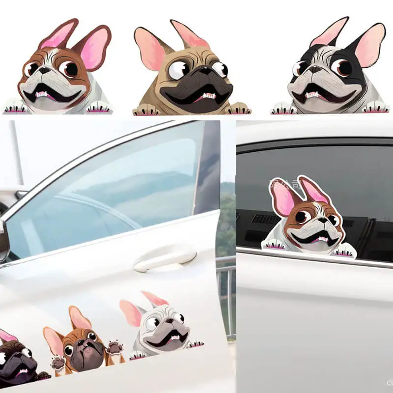 

3d personality pattern Bulldog car stickers Accesories Cute puppy cartoon tinted window decal for Automotive model 3 y Vehicle