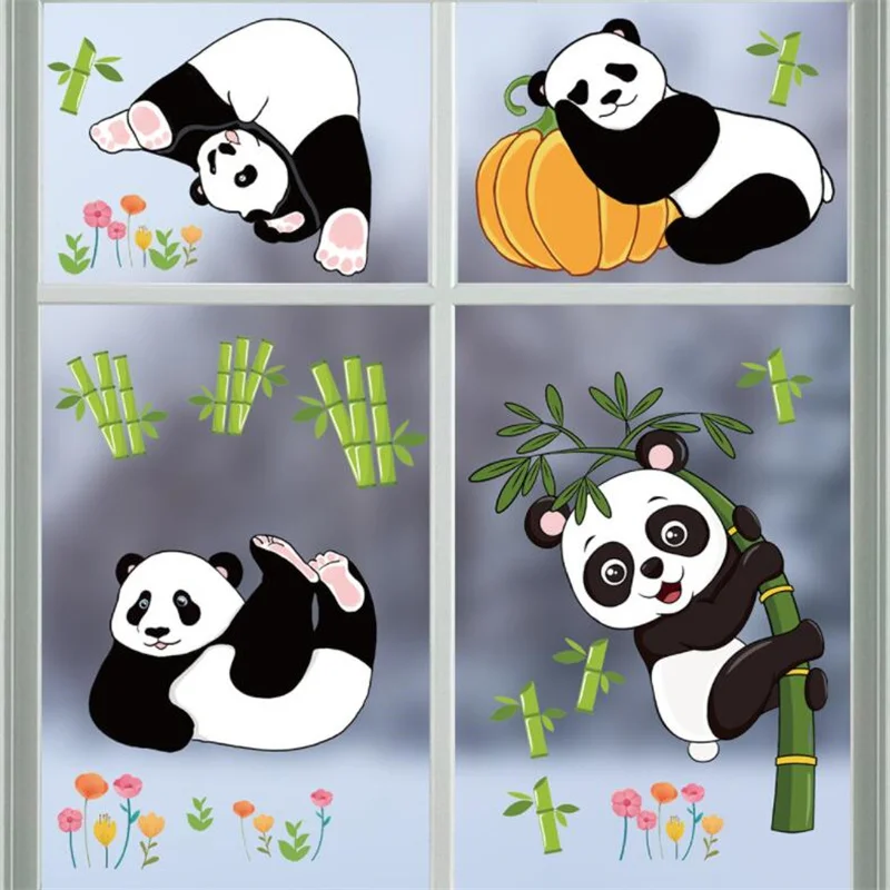 

1PCS Cartoon Funny Panda Bamboo Wall Stickers For Kids Room Baby Nursery Room Decoration Animals Stickers