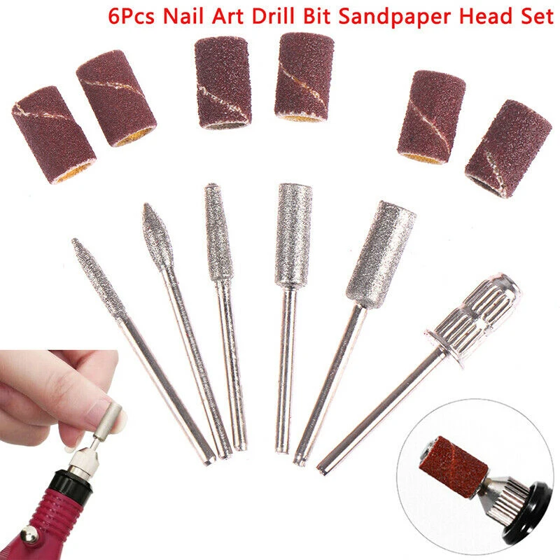 

6PCS Nail Drill Bits Nail Polish Remove Nail Buffing Tool for Professional Rotary Electric Milling Machine Pedicure Accessory