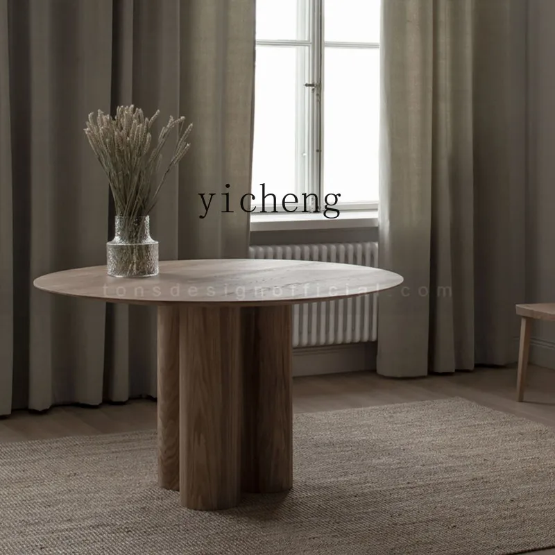 Роскошный круглый стол ZK из цельной древесины дизайнерская индивидуальная