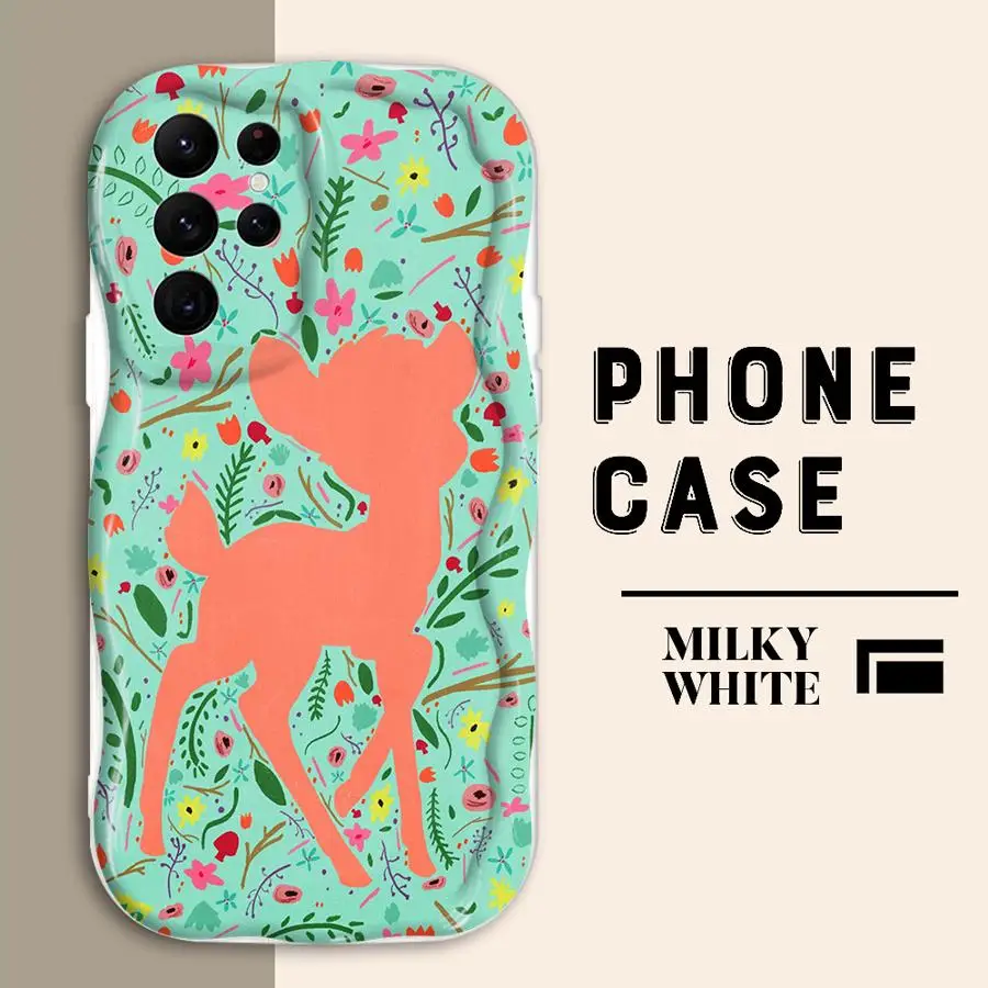 Чехол с кремовой текстурой для Samsung Galaxy S24 Ultra S23 S25 Plus S22 S21 FE S20 S24+ Funda Phone Cover Bambi Thumper