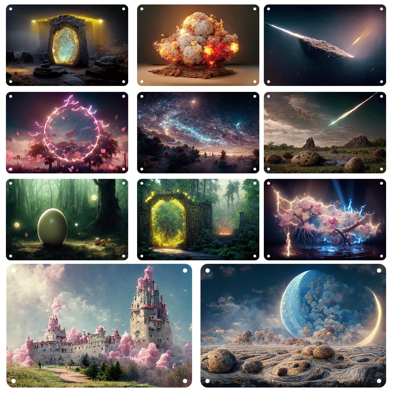 

Beautiful Scene Metal Plates Fiction Paintings Tin Signs Home Decor in Bar, Pub Club，KTV, Cafes