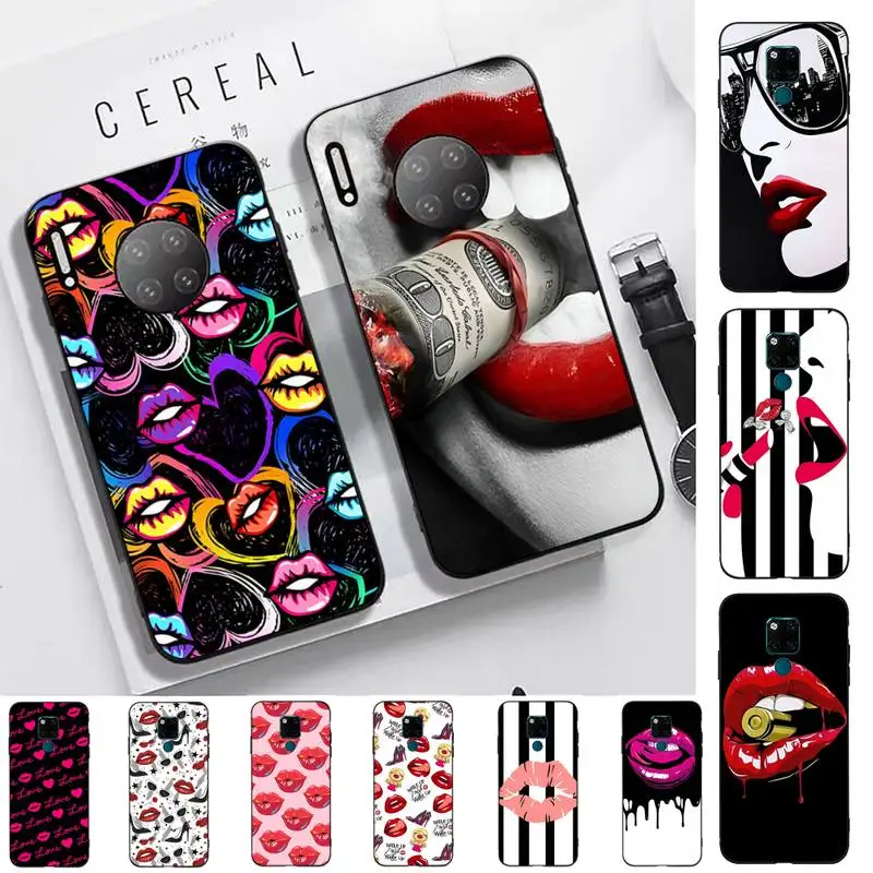 

Abstract red lips Phone Case for Huawei Mate 20 10 9 40 30 lite pro X Nova 2 3i 7se