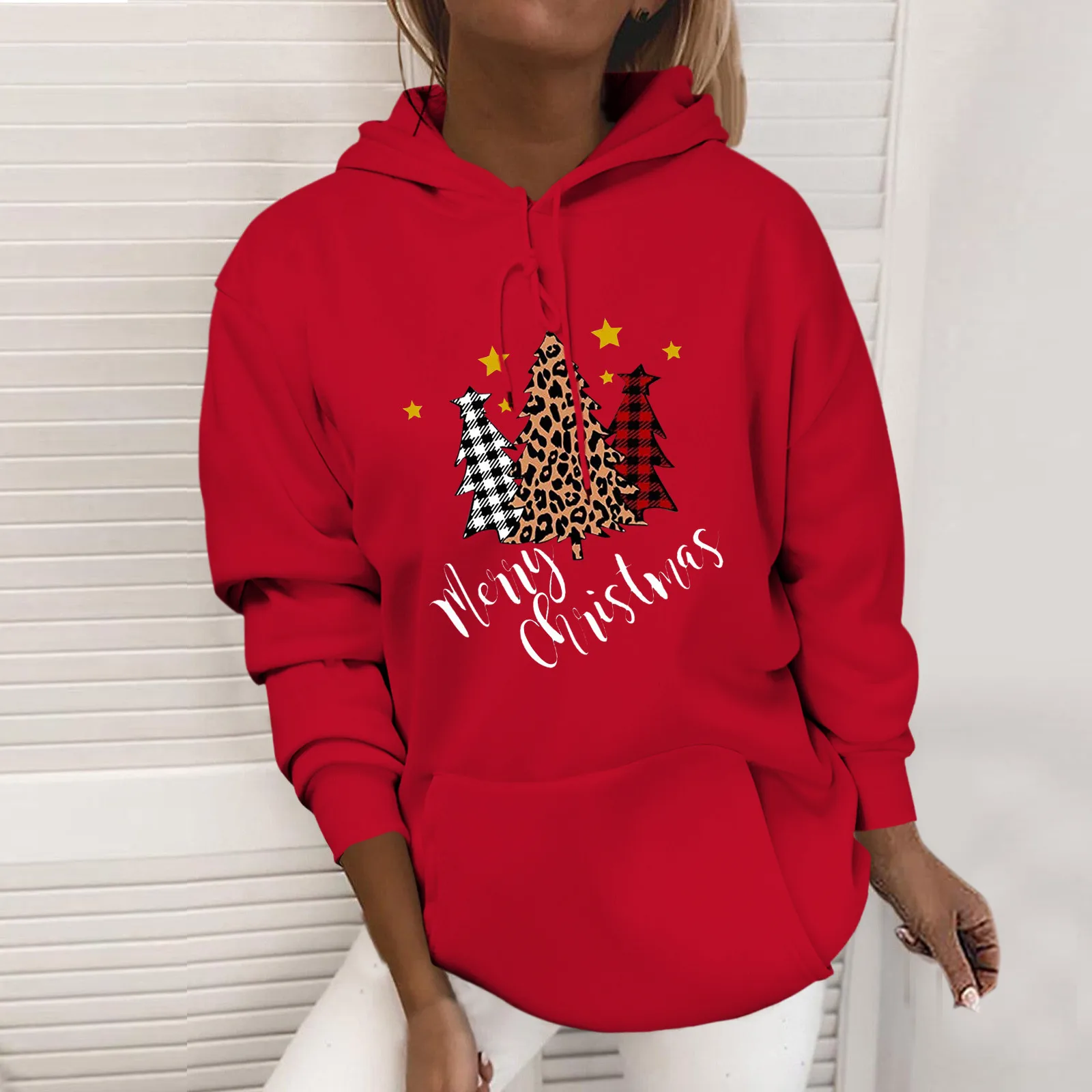 

Hoodie with Zipper Women Winter Sweatshirt For Women Christmas Tops New Year Print Sweatshirt Long Sleeve Blouse Light Zip up