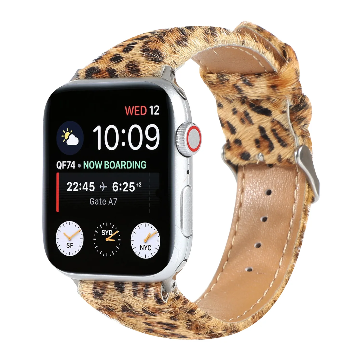 Фото Кожаный браслет из леопардового конского волоса для Apple Watch Band 40 мм 41 мм 42 мм 44 мм 45 мм 49 мм Ремешок iWatch Series 4 5 6 7 8 9 SE Ultra №3