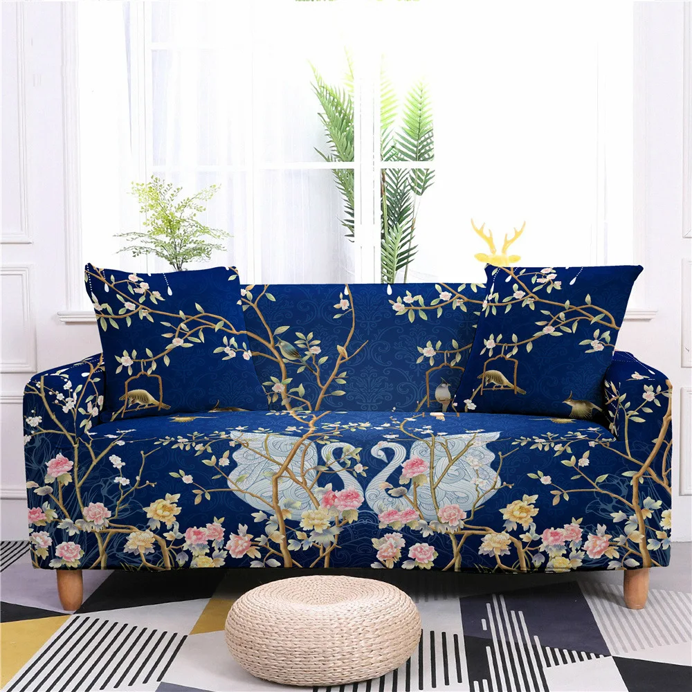 

1/2/3/4-seat Couch Cover Elastic Sofa Covers for Living Room Sofa Towel Flower Swan Eternal Love Pattern Couch Cover Funda Sofa