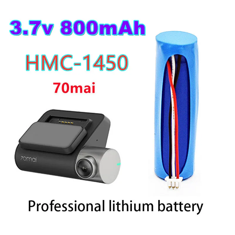 

New Battery For 70mai Dash Cam Pro HMC1450 Accumulator 3.7V 800mAh Replacement Batterie 3-wire Plug 14*50mm