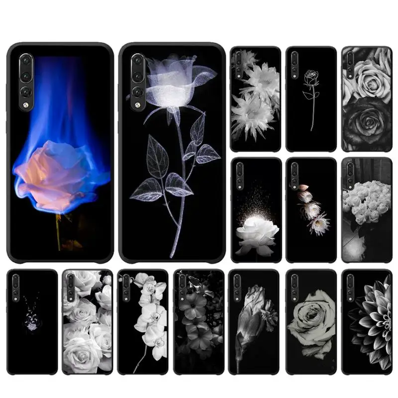 

MaiYaCa Black White Blooming Phone Case for Huawei P30 40 20 10 8 9 lite pro plus Psmart2019