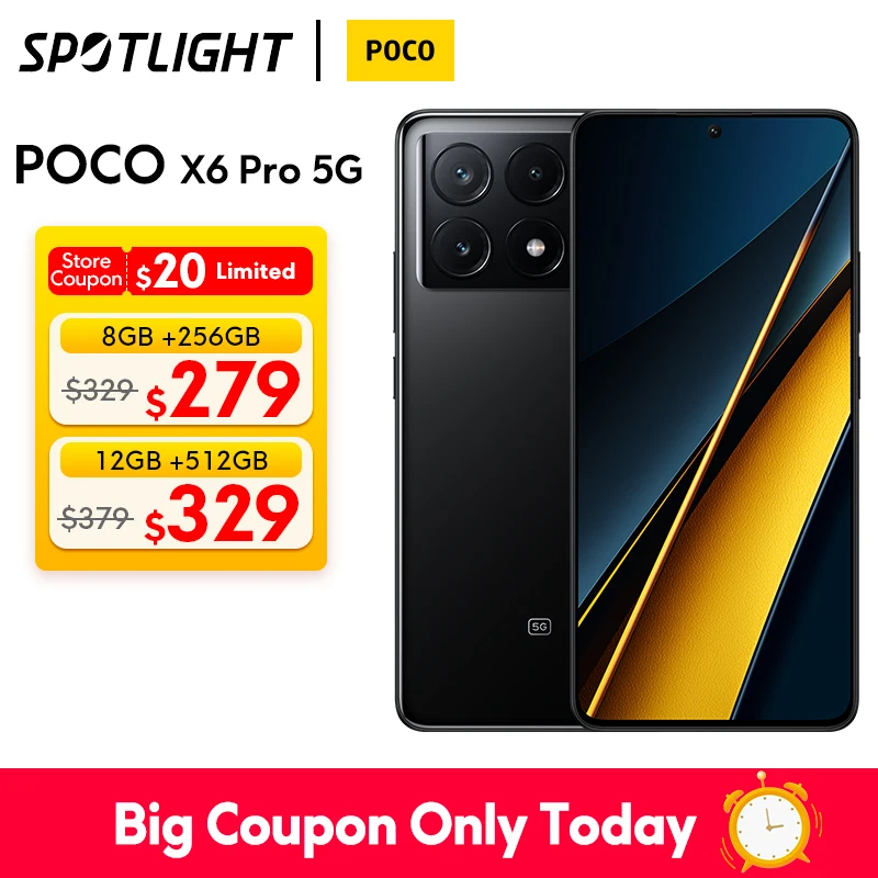 [World Premiere】Global Version POCO X6 Pro 5G 256 ГБ/512 ГБ Dimensity 8300-Ультра 67 Вт зарядка 64 мп Тройная камера 120 Гц 5000 мАч