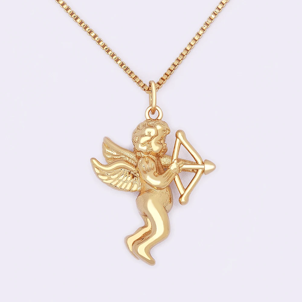 Nidin Hot Fine Angel Cupid Bow and Arrow Pendant Necklaces For Women Long Chain Choker Romantic Lovers Matching Jewelry Gift images - 6