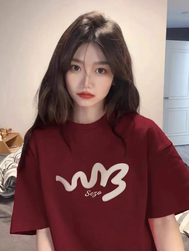 Футболка женская хлопковая с коротким рукавом популярная одежда в Корейском