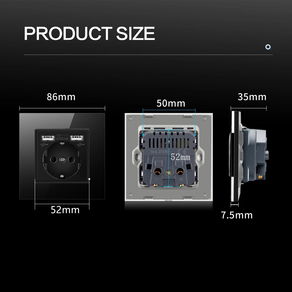 Электрическая розетка с двойным USB-портом 110-250 В 16 А | Обустройство дома