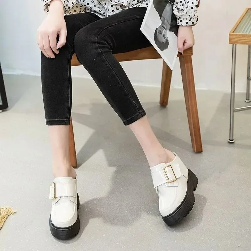 11 см модные прогулочные лоферы из натуральной кожи увеличивающие рост женские