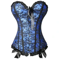 women vintage brocade lace up corset gothic sexy floral overbust corset top body shaper waist trainer corsets bustiers lingerie