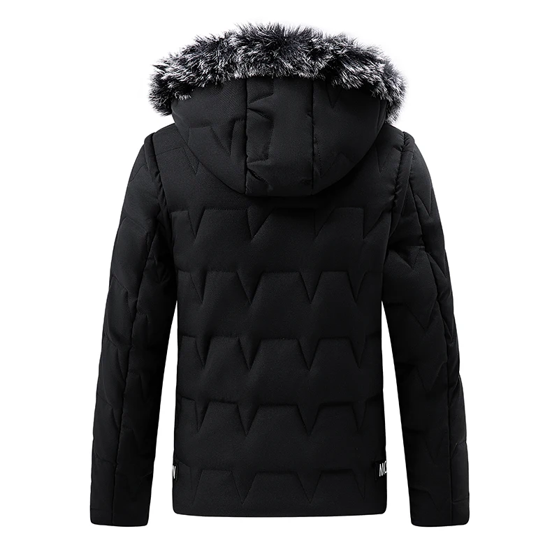 Brand Winter Warm Thick Hooded Fur Collar Jacket Men Fashion Casual Windproof Coat Men Windbreaker Outwear Classic Men Parkas