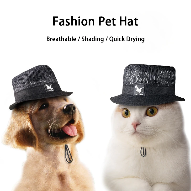 

Fashion Pet Black Hat Breathable Mesh Cat Dog Top Hats Visor Hat Chihuahua French Bulldog Birthday Party Cap Dog Accessories