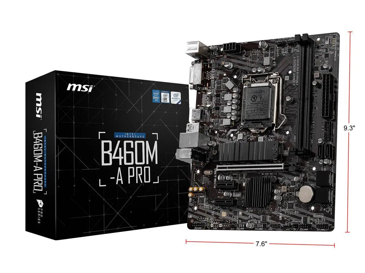 

MSI B460M-A PRO Supports 10th Gen Intel® Core LGA 1200 socket Supports DDR4 Memory, up to 2933(Max) MHz Turbo M.2