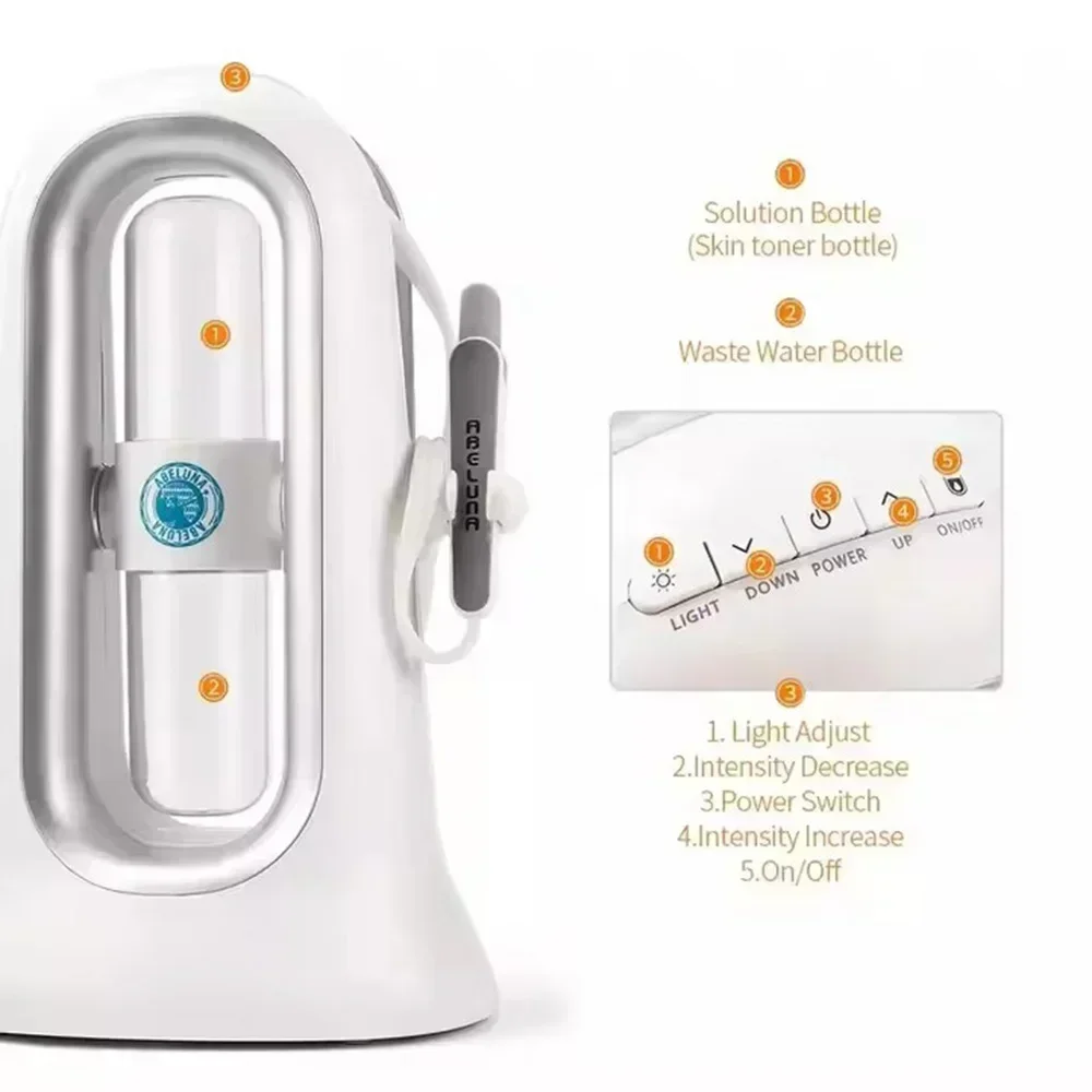 Фото Домашнее использование Hydra Дермабразия Aqua Peeling SPA Косметическая машина Распылитель для увлажнения лица Вакуумный очиститель от черных точек и лица №5