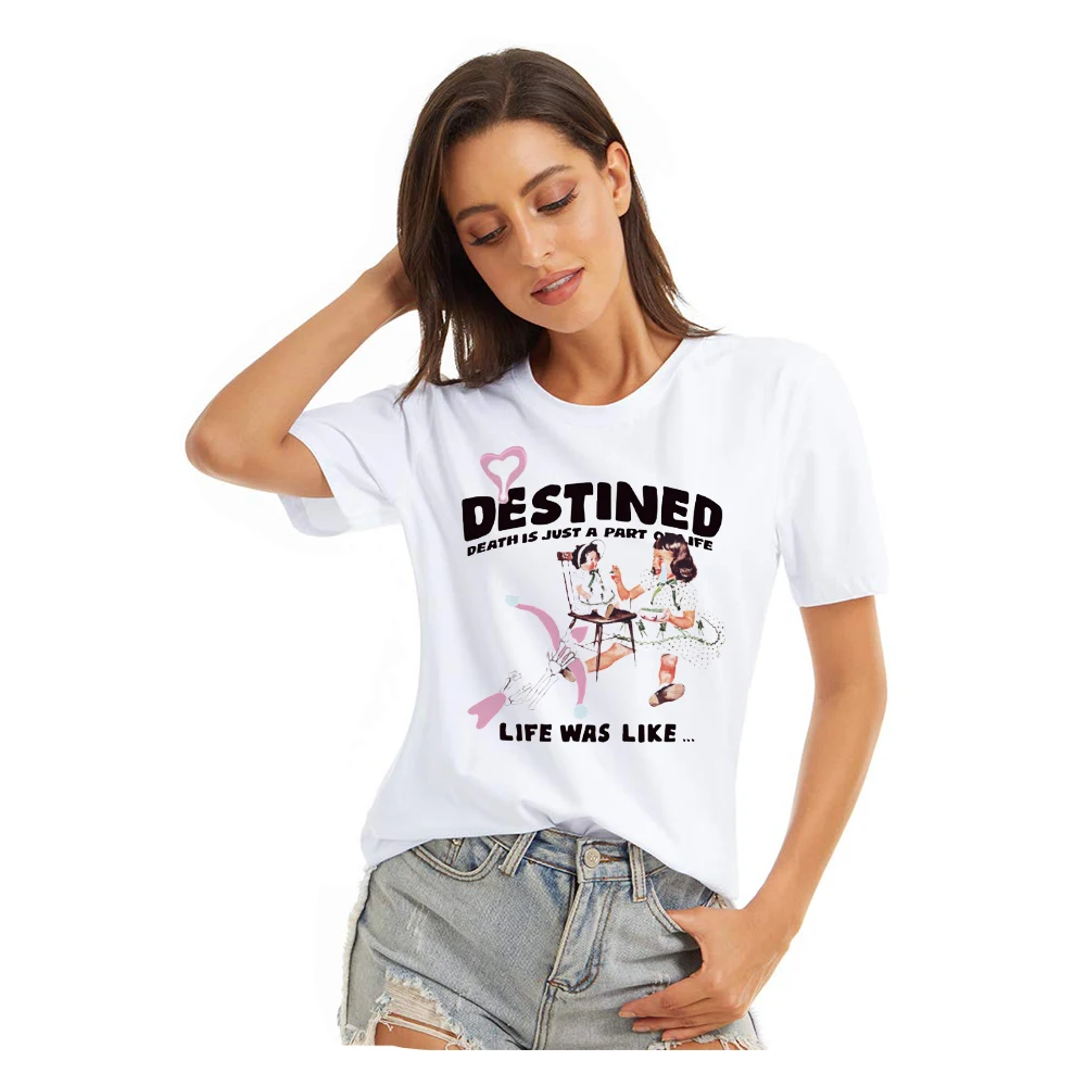 

Summer Women's BC New Style Interesting American Street Printed Short Sleeve Loose Off Shoulder Small Neckline T-shirt TEE