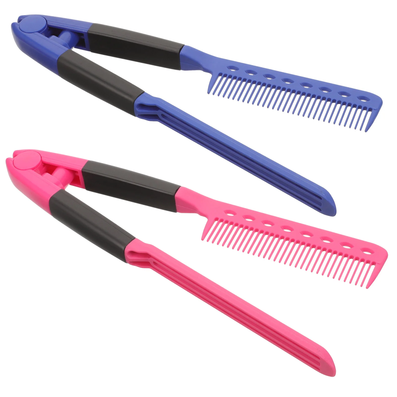 

2Pcs Hair Straightening Comb Hairdressing Straightener Comb Portable V-shaped Comb Hair Brush