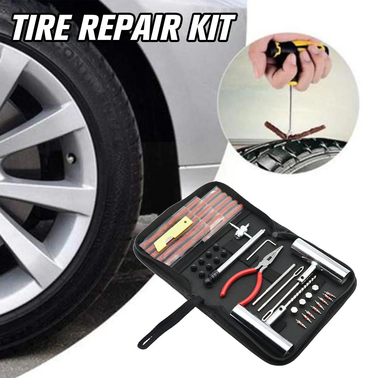 

Motorcycle Anti-puncture Kit 46PCS Flat Tyre Repair Repair Automotive Kit Repair Tools Tires Tire Patch Tubeless Original S A1R9