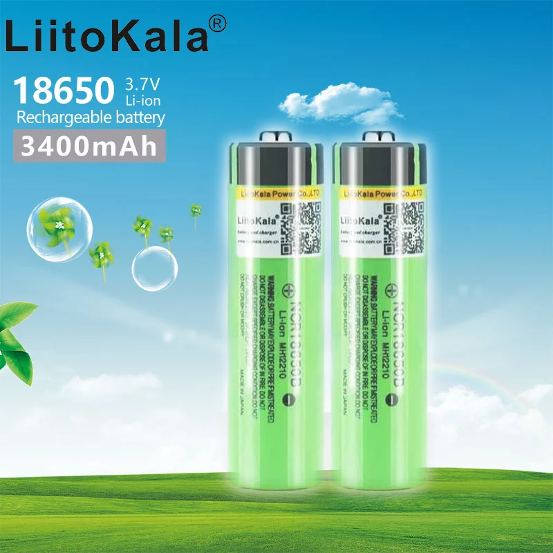 

LiitoKala 34B 100% New Original NCR18650B 3.7v 3400 mah 18650 Lithium Rechargeable Battery Flashlight batteries