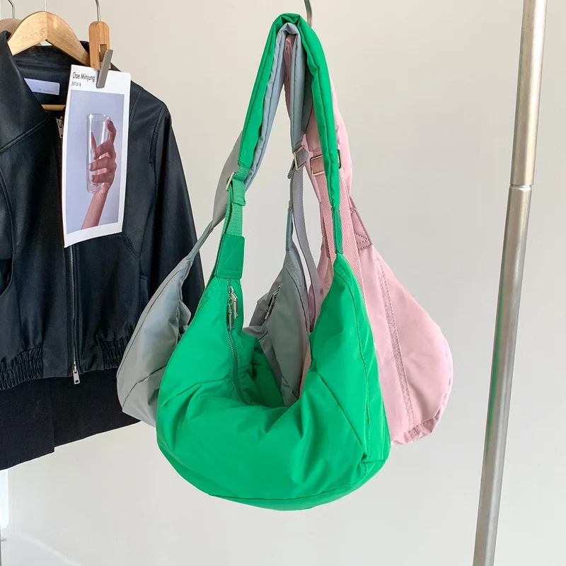 

Новая нейлоновая женская сумка на молнии, маленькая сумка через плечо, сумка-хобо в Корейском стиле, молодежная сумка через плечо на средней молнии, оптовая продажа