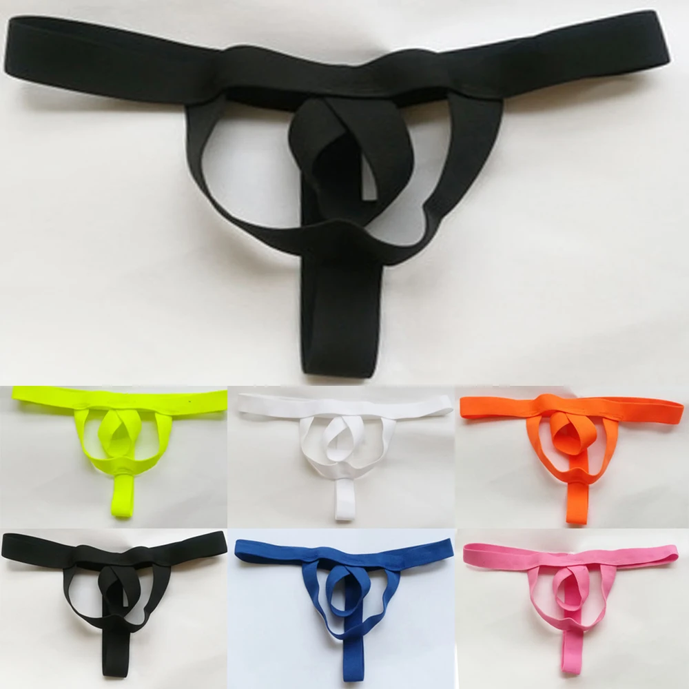 

Men's Sexy String High Elasticity Underwear Thong T-Back Open Front Underpants Black/White/Orange/Dark Blue/Fruit Green/Rose Red