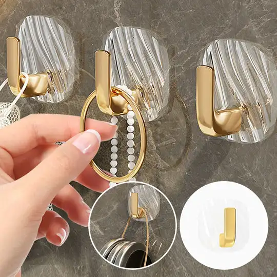 

4Pcs/Hook Luxury Style Adhesive Wall Hooks Home Kitchen Small Wall Hooks Without Punching Non-marking Key Hanger Wall