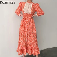 koamissa lace patchwork women sweet floral holiday dress spring autumn fashion chic 2022 a line dresses female sweet vestidos
