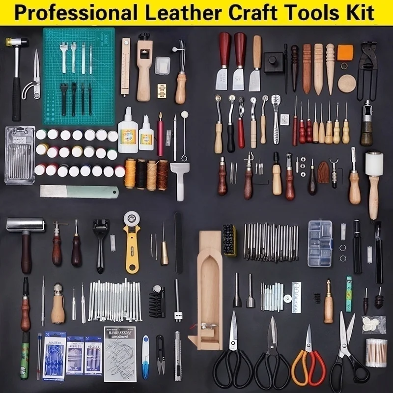 59Pcs DIY Craft Supplies Kit Hand Leather Craft Leather Sewing Repair Tool Accessories Set construction materials for home