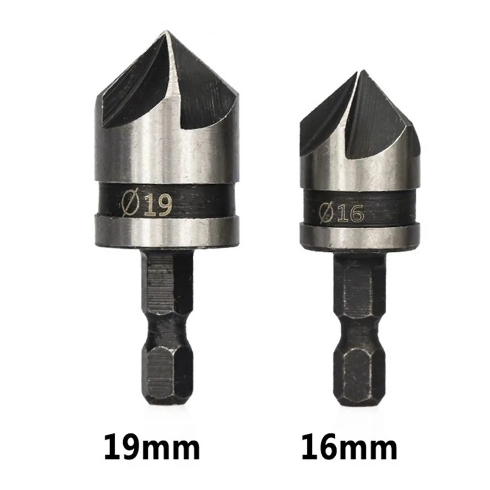 

2pcs Hex Chamfer Drill Set 12 16 19 Mm 5 Flute Cutter Countersink Drill Bits Woodworking Drilling Quick Change Bit Tools Drill