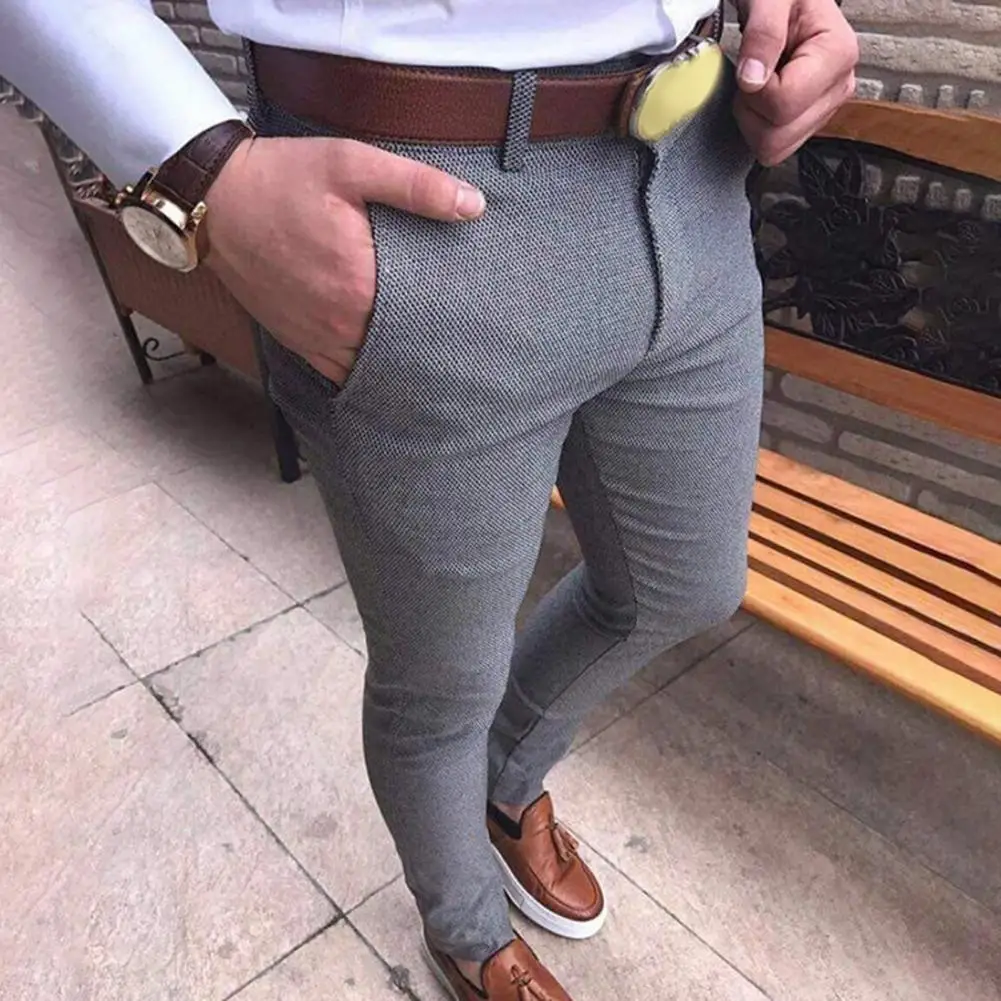 

Fashion Men Trousers Men Business Trousers Straight Straight Solid Color Trousers Zipper