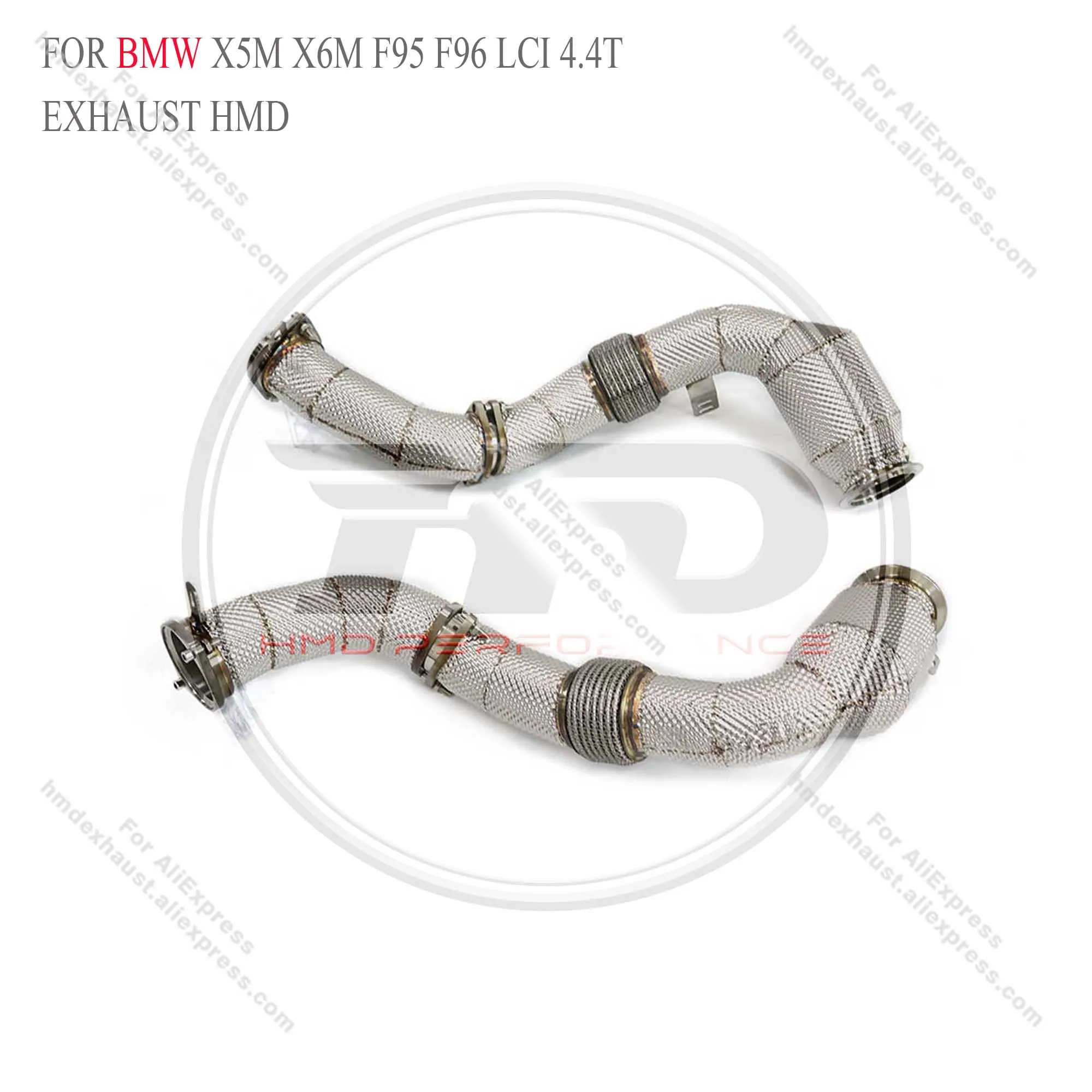 HMD Exhaust System High Flow Performance Downpipe for BMW X5M X6M F95 F96 LCI 4.4T 2024+ With Heat shield