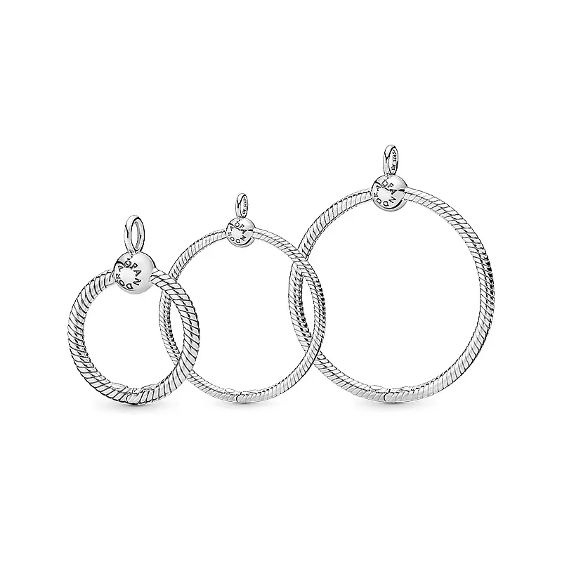 

New Luxury Jewelry O-shaped Hanging Ring Charm 925 Sterling Silver Fitting Charm Pandora Original Handmade DIY Ladies Chain Neck