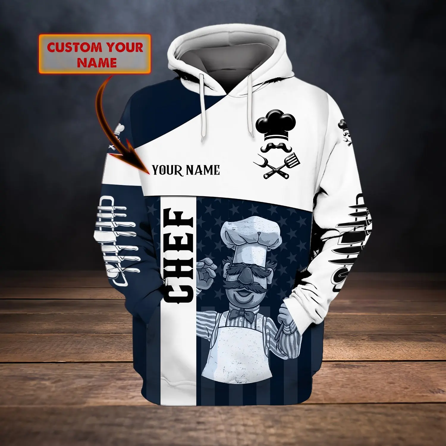 

Chef Gifts Personalized Name 3D All Over Printed Men Hoodie Unisex Hooded Sweatshirt Streetwear Casual Zipper Hoodies DXY259