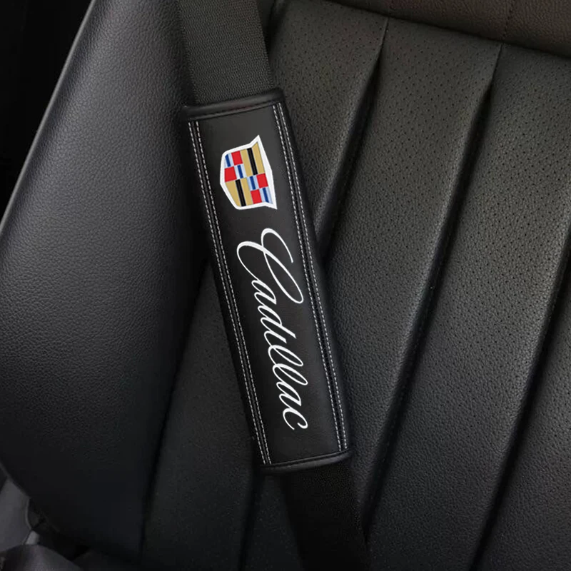 

2Pcs Car Seat Belt Pad Cover Auto Badge Shoulder Protection Accessories For Cadillac SRX BLS Deville XTS DTS ATS STS SLS XT5 XLR