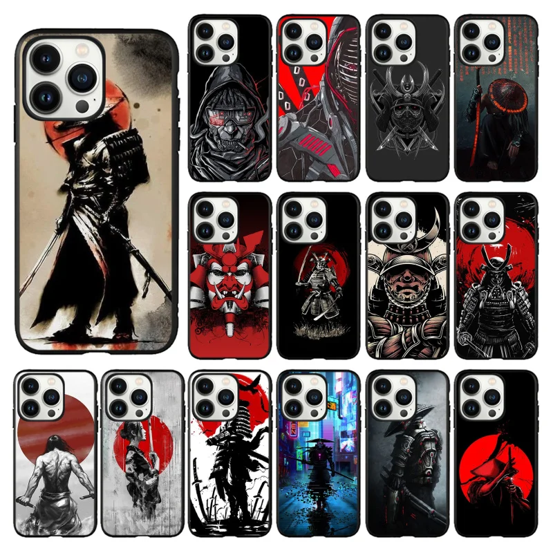 

Japanese Samurai Art Phone Case for iPhone 14 13 12 11 Pro MAX X XS Max XR Mini SE 7 8 Plus Black Funda Coque Case