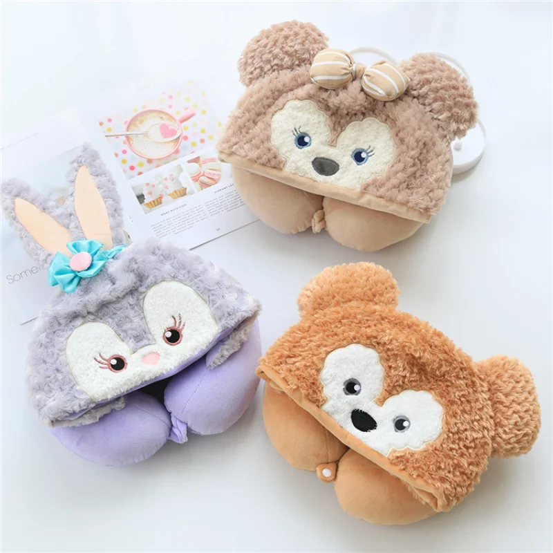 

Stellalou Kuromi U-Shaped Neck Pillow Linabell Kawaii Plush Rest Cushion with Hood Anime Donald Duck Neck Protection Stuffed Toy