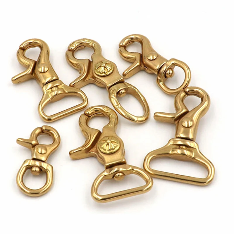 New Brass Dog Rope Fastener Handmade Bags Hook Fastener Leather Strap Hardware Leash Accessories 005 Round Tail Spring Rings