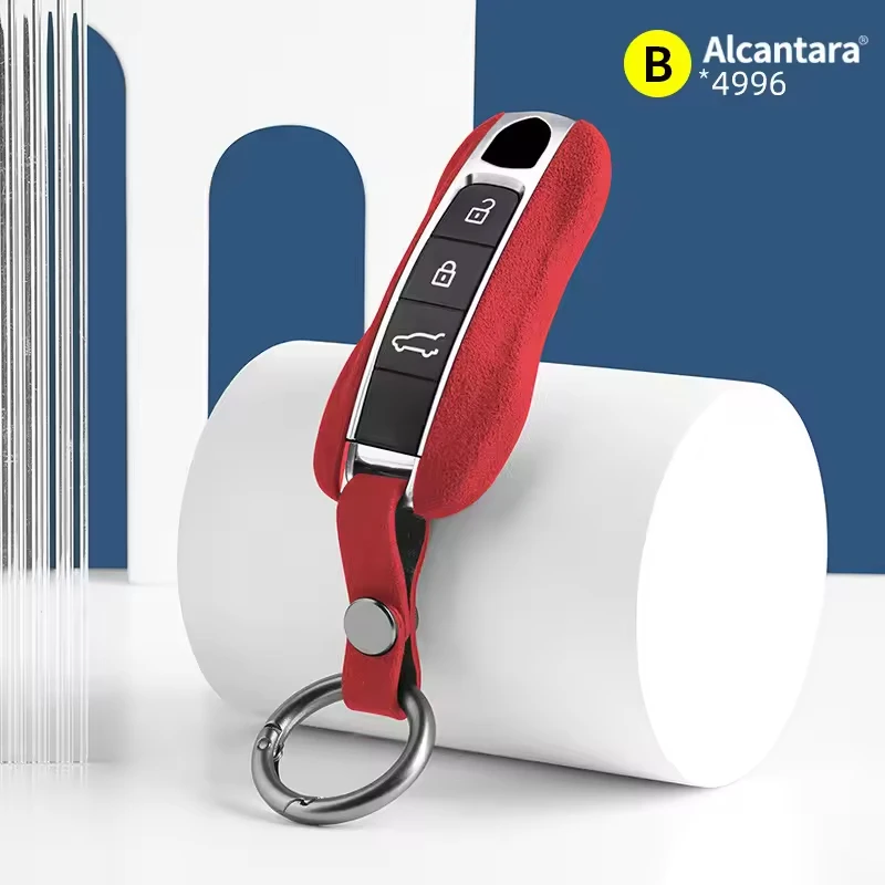 

Для Porsche Cayenne 92A 9YA 2018-2024 Panamera 971 2017-2025 911 992 2020-2023 Taycan, замшевый чехол для ключей из алькантары, брелок