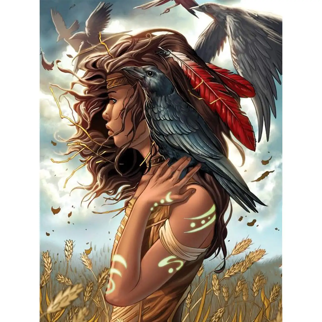 5D алмазная живопись трава ястреб Африканская женщина полная дрель по номерам