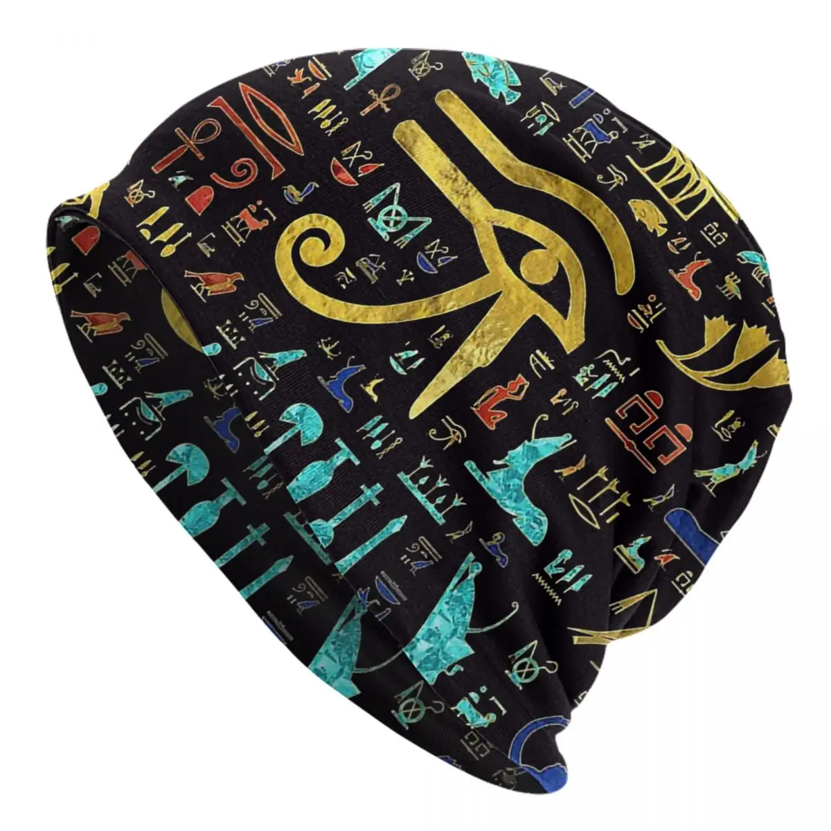 

Bonnet Hats Ancient Egypt Egyptian Men Women's Thin Skullies Beanies Hat Colorful Hieroglyphic Pattern Cap Street Caps