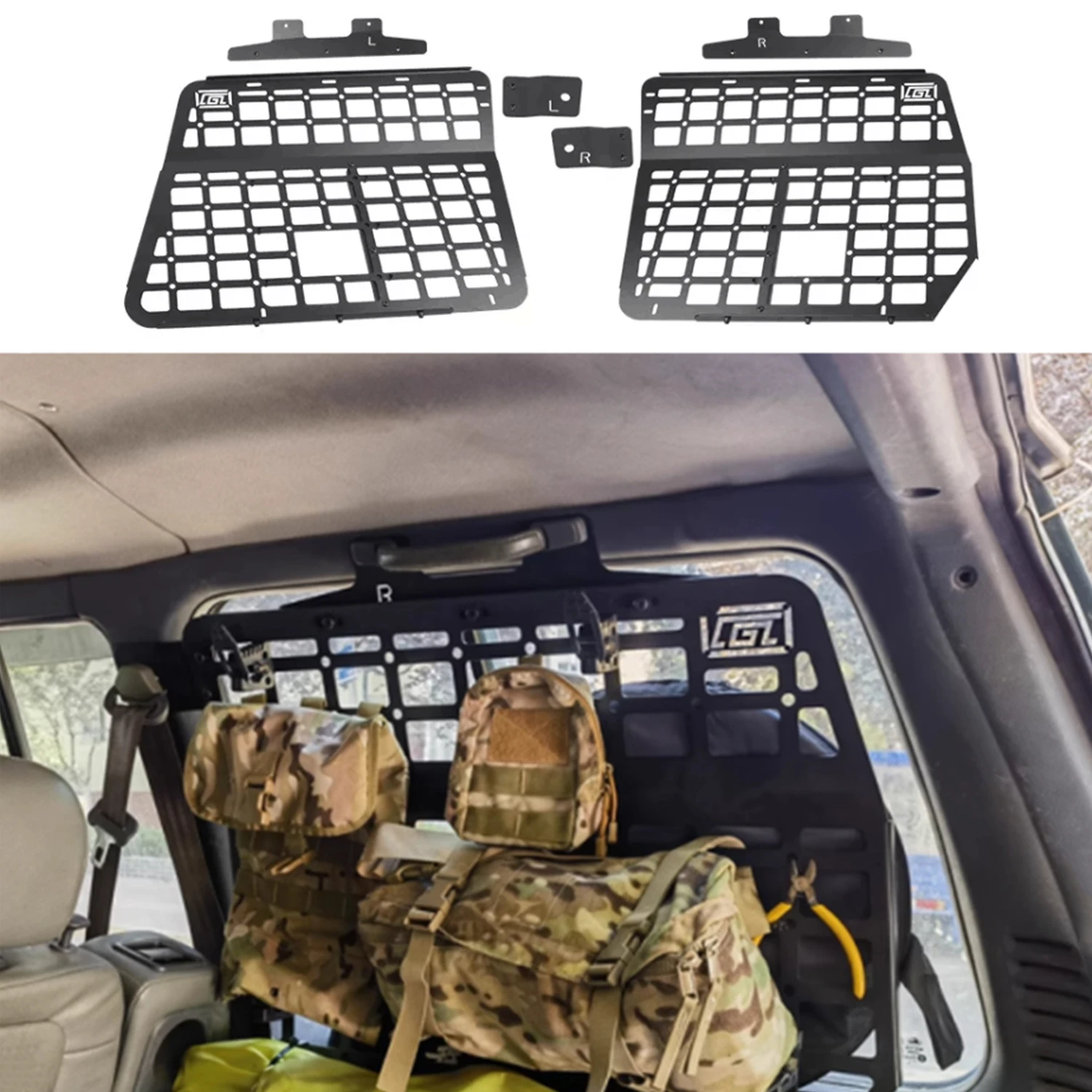 

Подходит для Mitsubishi Pajero V20 1991-1998, боковое окно багажника, панели Molle, грузовые органайзеры, стойки для ударов