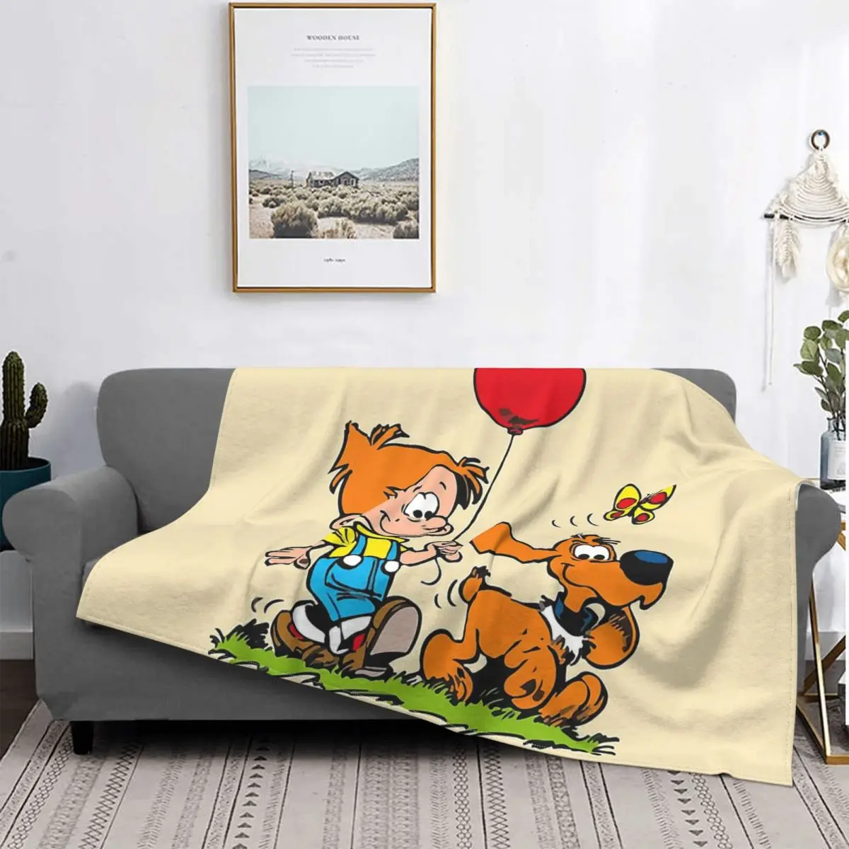

Belgium Comic Blanket Flannel Decoration Boule Et Bill Billy And Buddy Yellow Portable Home Bedspread